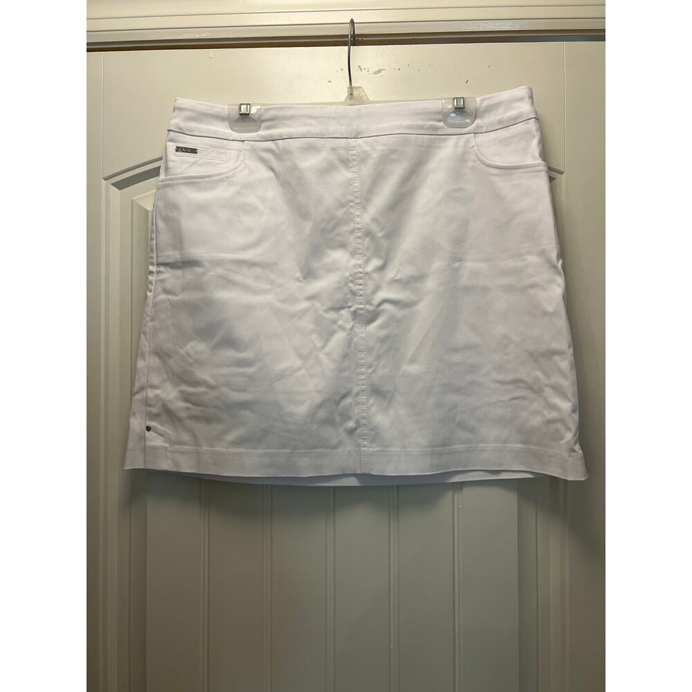Renuar Women Lightweight Casual Stretch‎ Tennis Pull On Golf Skirt Size 14 White